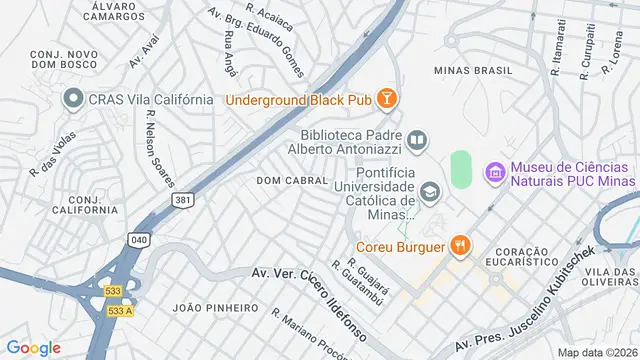 Mapa do bairro Dom Cabral, Belo Horizonte - MG