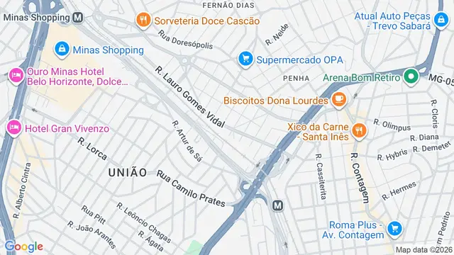 Mapa do bairro Dom Joaquim, Belo Horizonte - MG