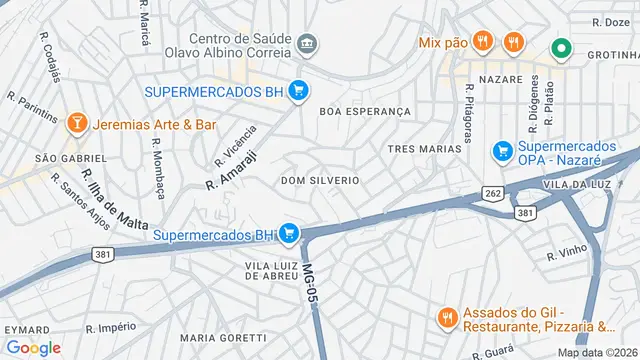 Mapa do bairro Dom Silverio, Belo Horizonte - MG