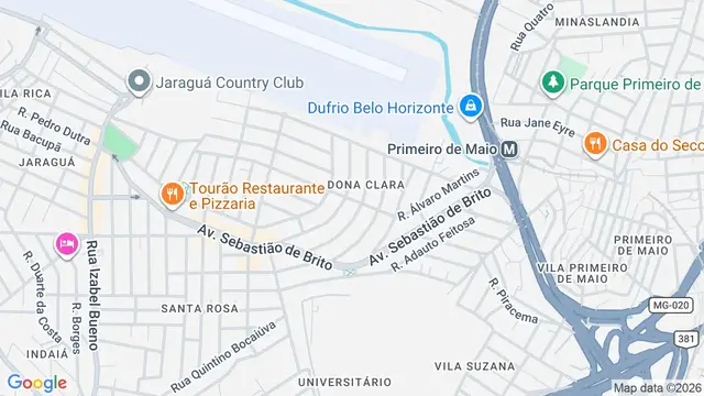 Mapa do bairro Dona Clara, Belo Horizonte - MG