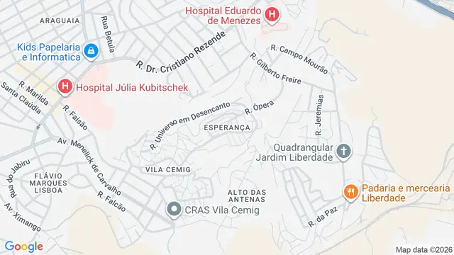 Mapa do bairro Esperança, Belo Horizonte - MG