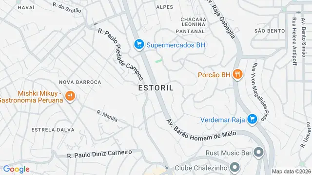 Mapa do bairro Estoril, Belo Horizonte - MG
