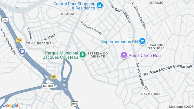 Mapa do bairro Estrela do Oriente, Belo Horizonte - MG