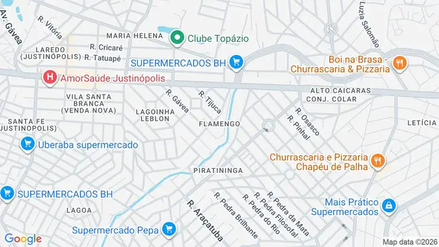 Mapa do bairro Flamengo, Belo Horizonte - MG