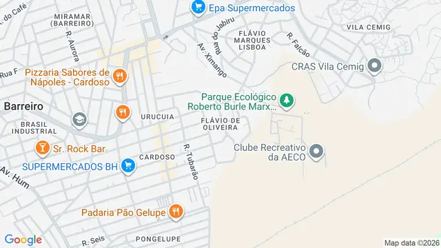 Mapa do bairro Flávio de Oliveira (Barreiro), Belo Horizonte - MG
