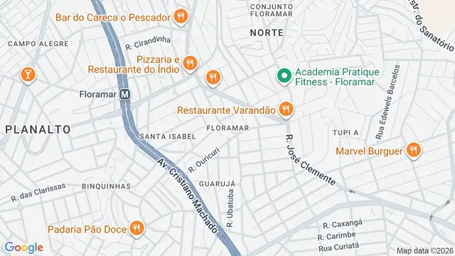 Mapa do bairro Floramar, Belo Horizonte - MG