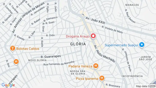 Mapa do bairro Glória, Belo Horizonte - MG
