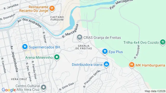 Mapa do bairro Granja de Freitas, Belo Horizonte - MG