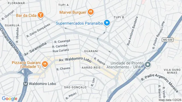 Mapa do bairro Guarani, Belo Horizonte - MG