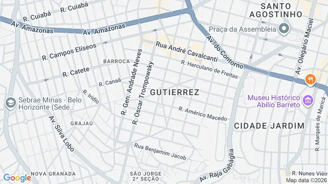 Mapa do bairro Gutierrez, Belo Horizonte - MG