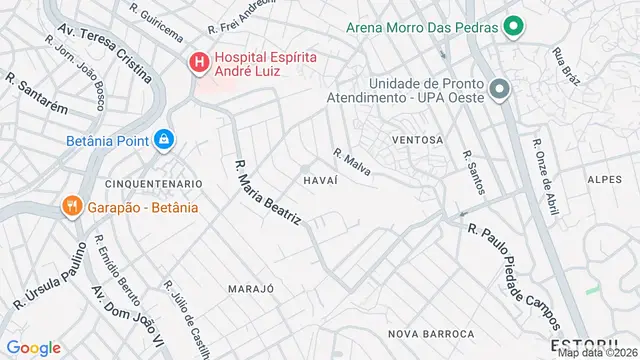 Mapa do bairro Havaí, Belo Horizonte - MG