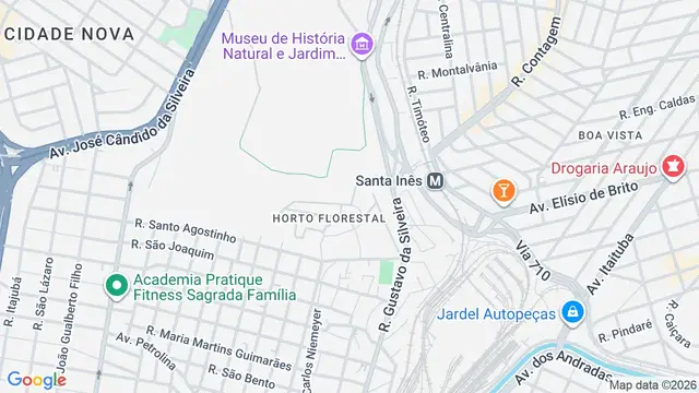 Mapa do bairro Horto Florestal, Belo Horizonte - MG