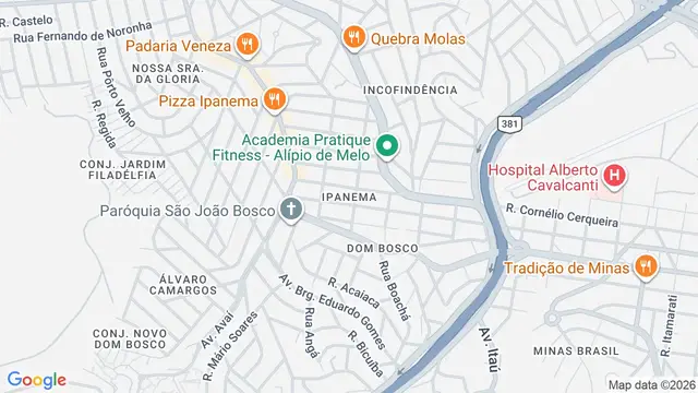 Mapa do bairro Ipanema, Belo Horizonte - MG