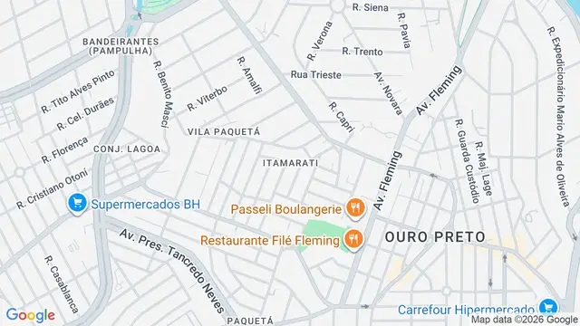 Mapa do bairro Itamarati, Belo Horizonte - MG