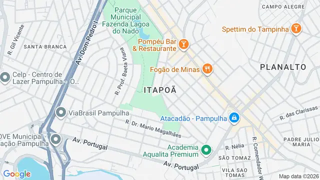 Mapa do bairro Itapoã, Belo Horizonte - MG