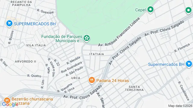 Mapa do bairro Itatiaia, Belo Horizonte - MG