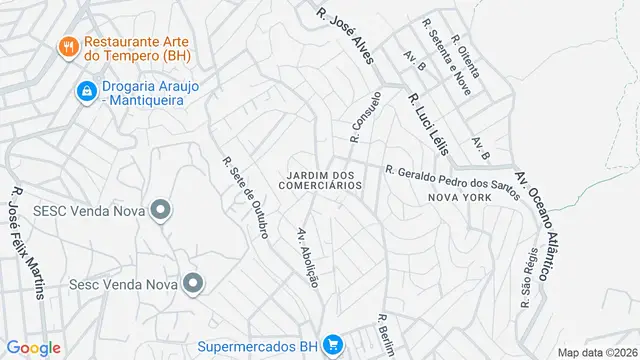 Mapa do bairro Jardim dos Comerciários (Venda Nova), Belo Horizonte - MG