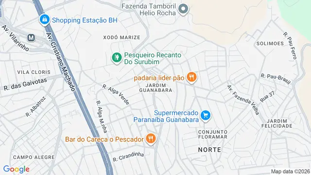 Mapa do bairro Jardim Guanabara, Belo Horizonte - MG