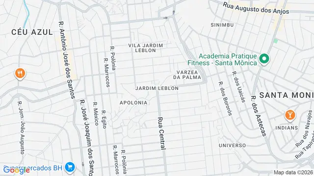 Mapa do bairro Jardim Leblon, Belo Horizonte - MG