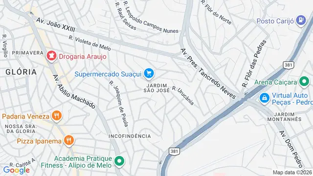 Mapa do bairro Jardim São José, Belo Horizonte - MG