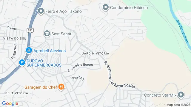 Mapa do bairro Jardim Vitória, Belo Horizonte - MG