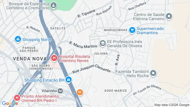 Mapa do bairro Juliana, Belo Horizonte - MG