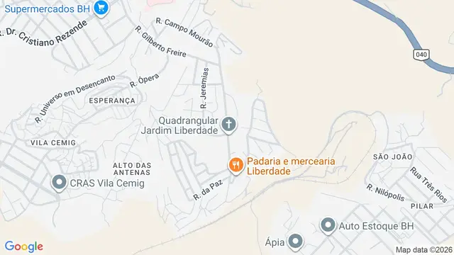 Mapa do bairro Liberdade, Belo Horizonte - MG