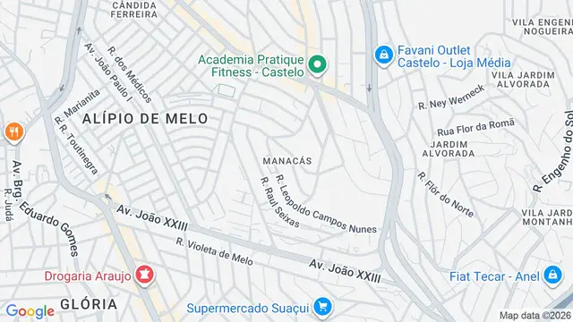 Mapa do bairro Manacás, Belo Horizonte - MG