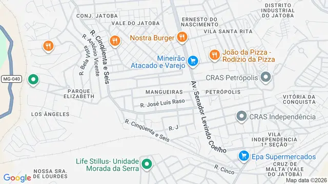 Mapa do bairro Mangueiras (Barreiro), Belo Horizonte - MG