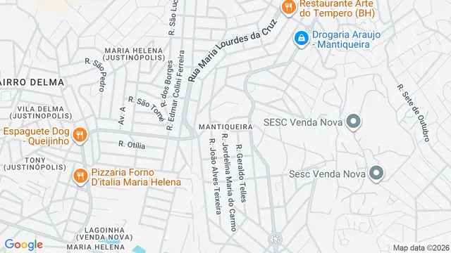 Mapa do bairro Mantiqueira, Belo Horizonte - MG