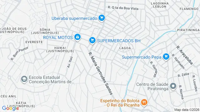 Mapa do bairro Maria Helena (Justinópolis), Belo Horizonte - MG