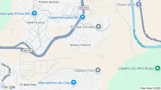 Mapa do bairro Maria Tereza, Belo Horizonte - MG
