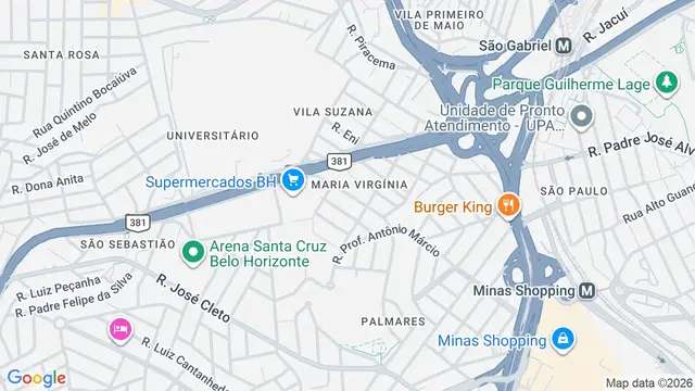 Mapa do bairro Maria Virgínia, Belo Horizonte - MG