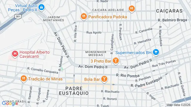 Mapa do bairro Monsenhor Messias, Belo Horizonte - MG