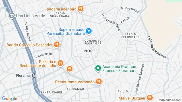 Mapa do bairro Norte, Belo Horizonte - MG