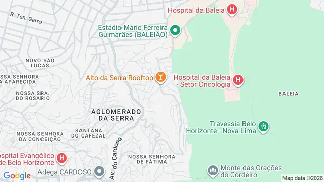 Mapa do bairro Nossa Senhora Aparecida (Aglomerado da Serra), Belo Horizonte - MG