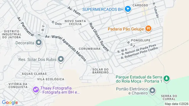 Mapa do bairro Nossa Senhora Aparecida, Belo Horizonte - MG