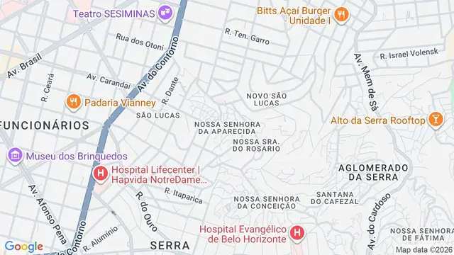 Mapa do bairro Nossa Senhora da Aparecida, Belo Horizonte - MG