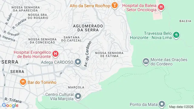 Mapa do bairro Nossa Senhora de Fátima, Belo Horizonte - MG
