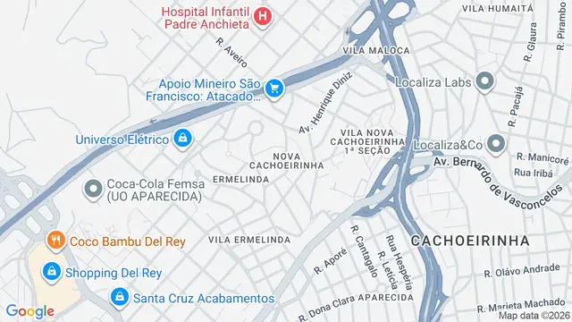 Mapa do bairro Nova Cachoeirinha, Belo Horizonte - MG