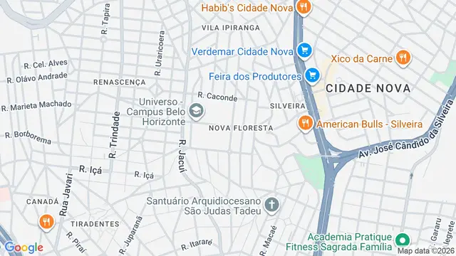 Mapa do bairro Nova Floresta, Belo Horizonte - MG