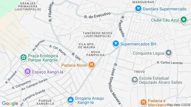 Mapa do bairro Nova Pampulha, Belo Horizonte - MG
