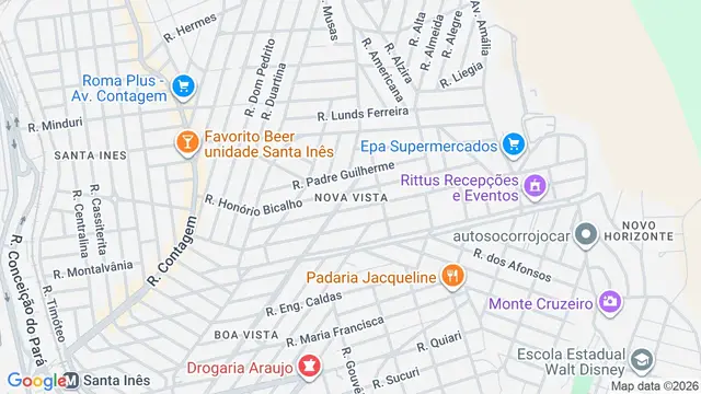 Mapa do bairro Nova Vista, Belo Horizonte - MG