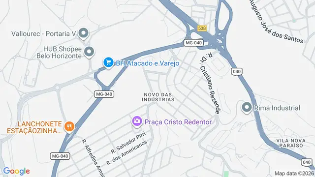 Mapa do bairro Novo das Indústrias (Barreiro), Belo Horizonte - MG