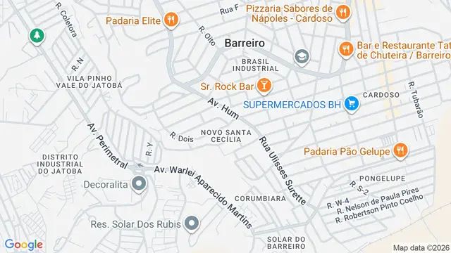 Mapa do bairro Novo Santa Cecilia (Barreiro, Belo Horizonte - MG