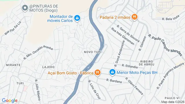 Mapa do bairro Novo Tupi, Belo Horizonte - MG