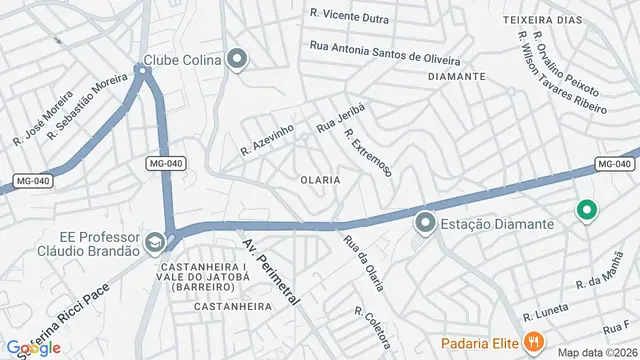 Mapa do bairro Olaria, Belo Horizonte - MG