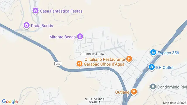 Mapa do bairro Olhos D'Água, Belo Horizonte - MG