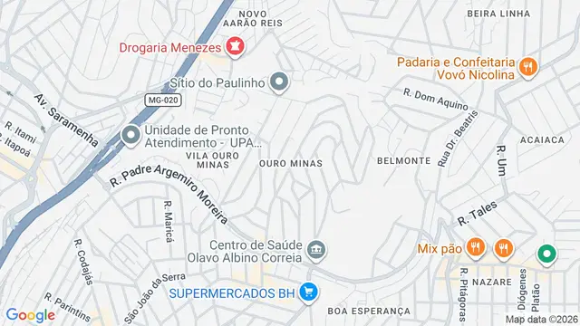 Mapa do bairro Ouro Minas, Belo Horizonte - MG