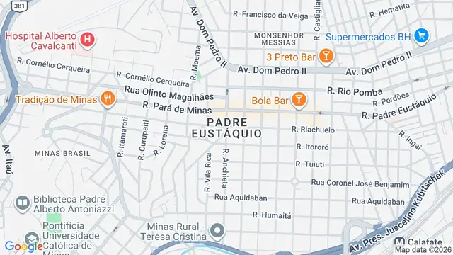 Mapa do bairro Padre Eustáquio, Belo Horizonte - MG